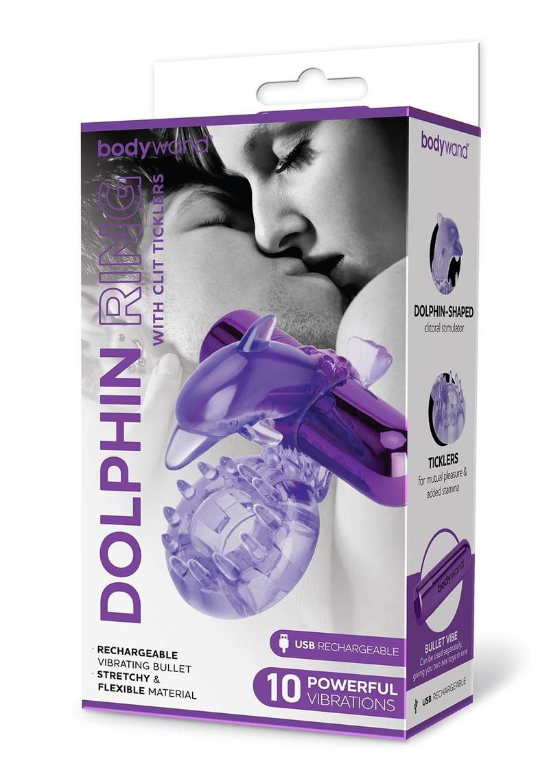 Bodywand Rechargeable Dolphin Ring W/ Ticklers - Purple